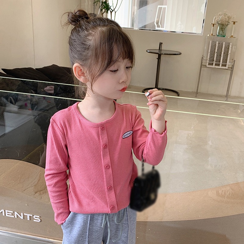 Áo thun dài tay chất liệu polyester mềm mại thời trang bốn mùa cho bé gái