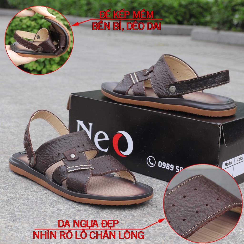 Dép sandal nam da xịn nhìn rõ lỗ chân lông - S2910