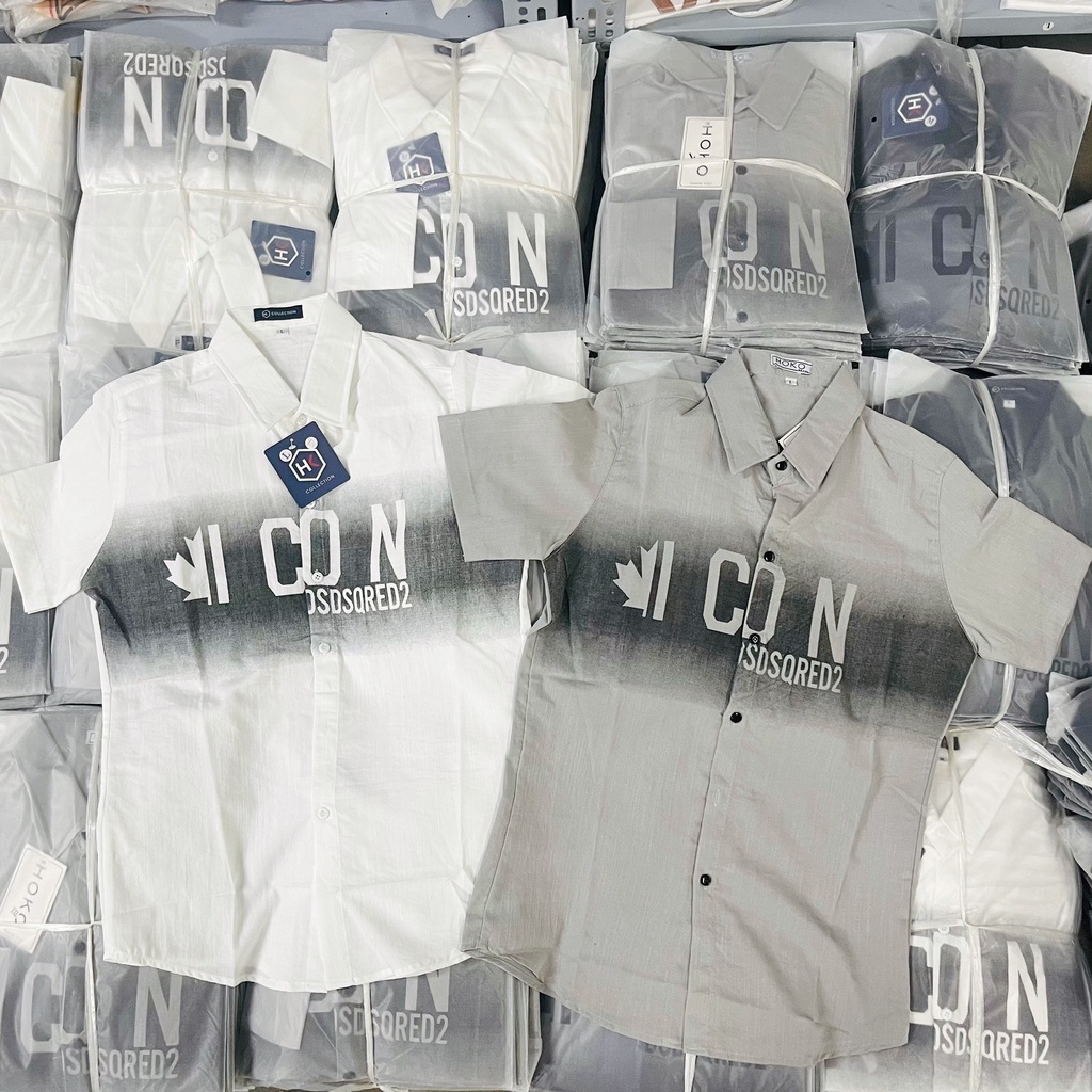 ÁO Sơ Mi  Nam IXCON Đũi Tay Ngắn Nam Tính Chất Liệu Kate Mịn Mát Họa Tiết Siêu Ngầu,In Thêu CỰC NÉT CHÁY PHỐ H