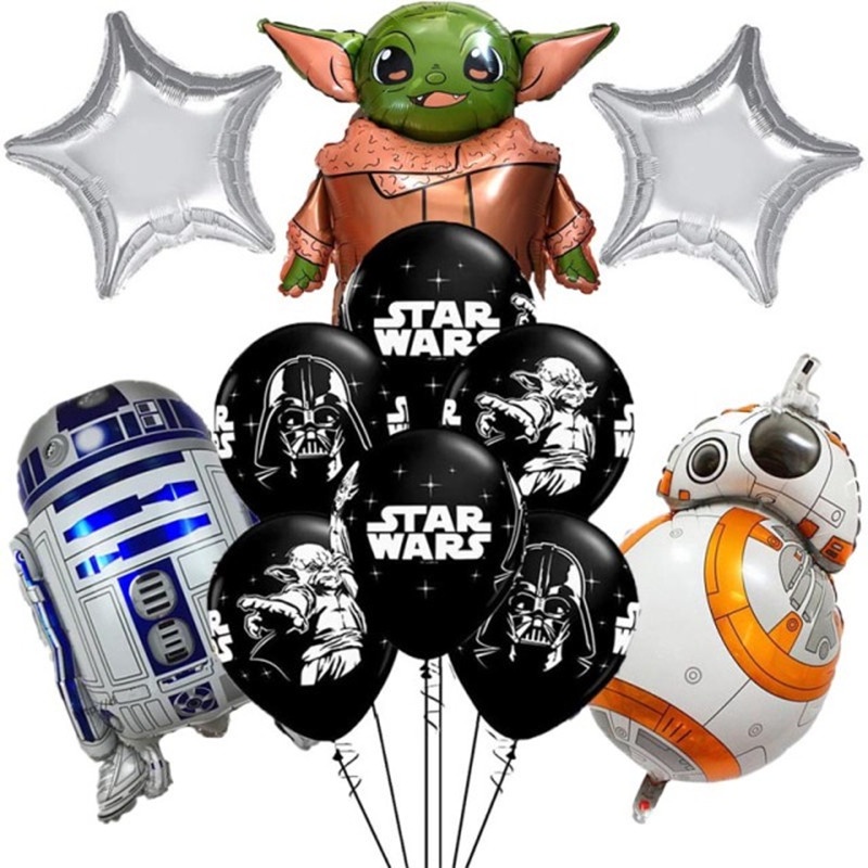 Set 11 Bong Bóng Cao Su Đen 12 Inch Chủ Đề Phim Star Wars Baby Yoda Trang Trí Tiệc Sinh Nhật Cho Bé
