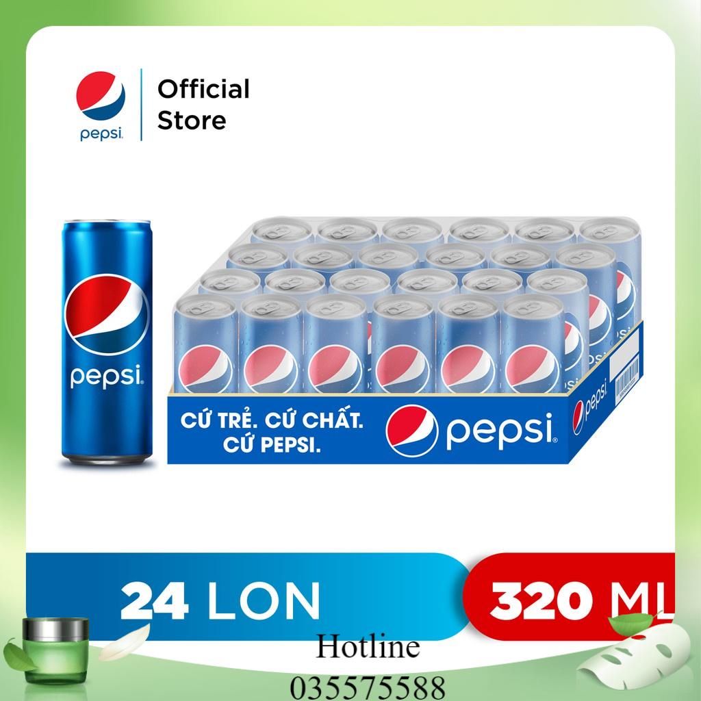 Thùng 24 Lon Nước Ngọt Có Gaz Pepsi (320ml/lon)