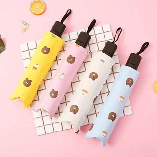 Ô gấp gọn che nắng mưa gấu brown,Ô dù che mưa che nắng, Dù gấp gọn chống tia UV hình gấu dễ thương