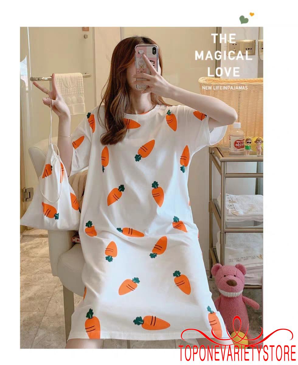 Đầm Ngủ Ngắn Tay In Họa Tiết Dễ Thương Cho Nữ | BigBuy360 - bigbuy360.vn