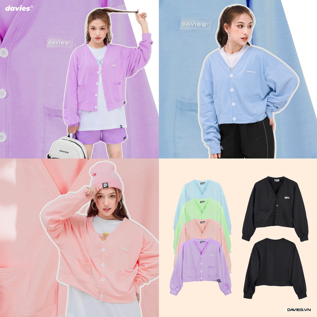 Áo khoác cardigan croptop nữ DAVIES Basic Logo Cardigan Jacket. | BigBuy360 - bigbuy360.vn