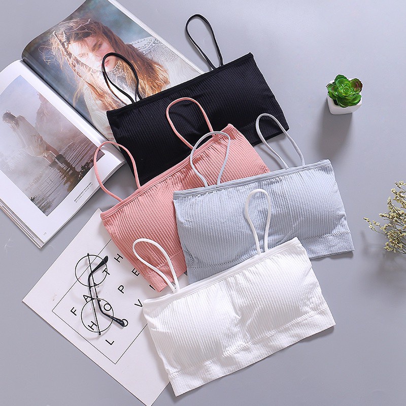 Áo ngực nữ len tăm , Áo bra ngang ngực dạng ống 2 dây không gọng