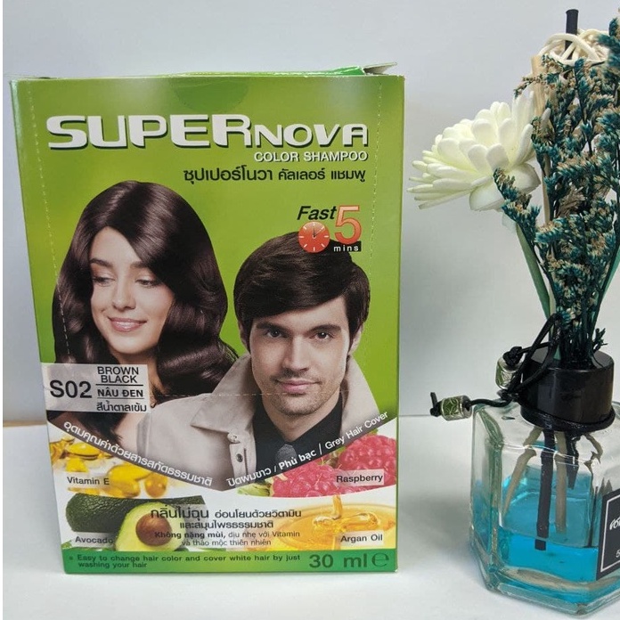 Dầu gội nhuộm SUPER NOVA Color Shampoo 30ml (nhuộm tóc tại nhà nâu đen - nâu hạt dẻ)