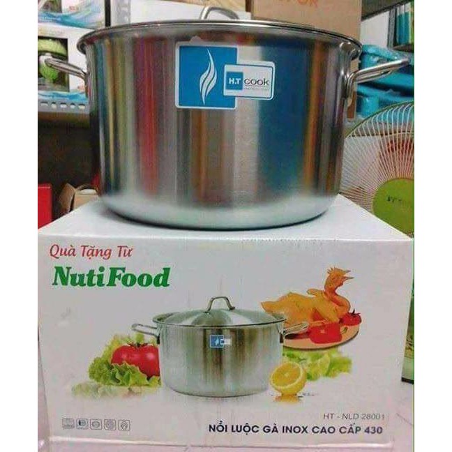 Nồi luộc gà inox size 28cm (nấu được bếp từ) . HT-Cook sản phẩm của công ty Tân hợp Thành. Quà tặng NutiFood