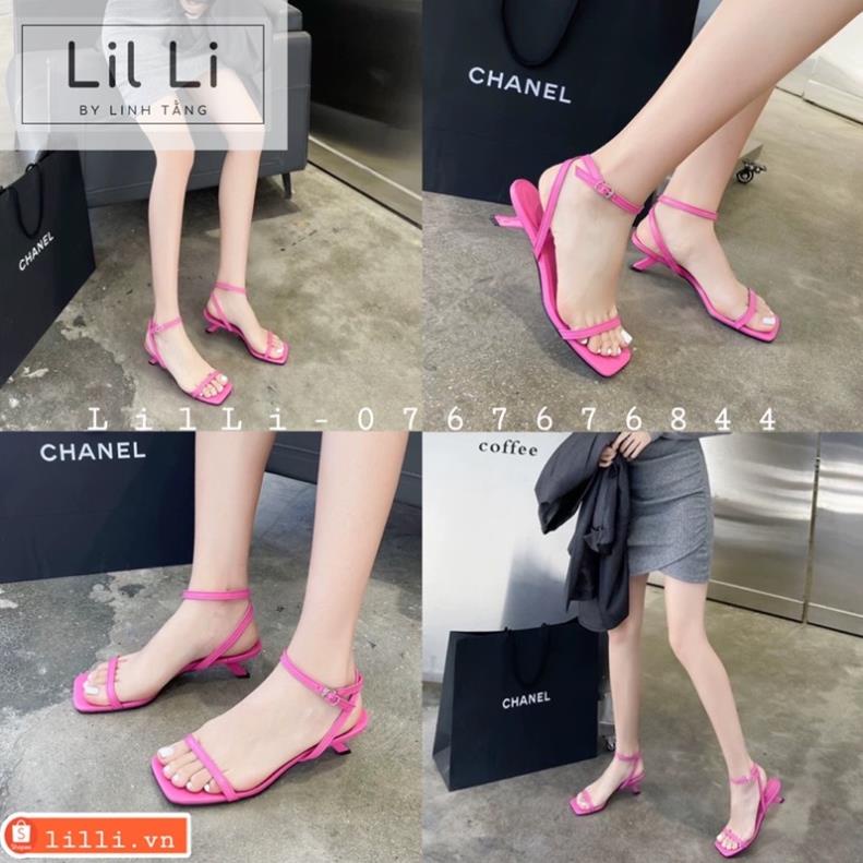 Giày sandal cao gót quai ngang dây mảnh cài chéo 5 phân thiết kế khoét eo (có sẳn sale lẻ size) VLI