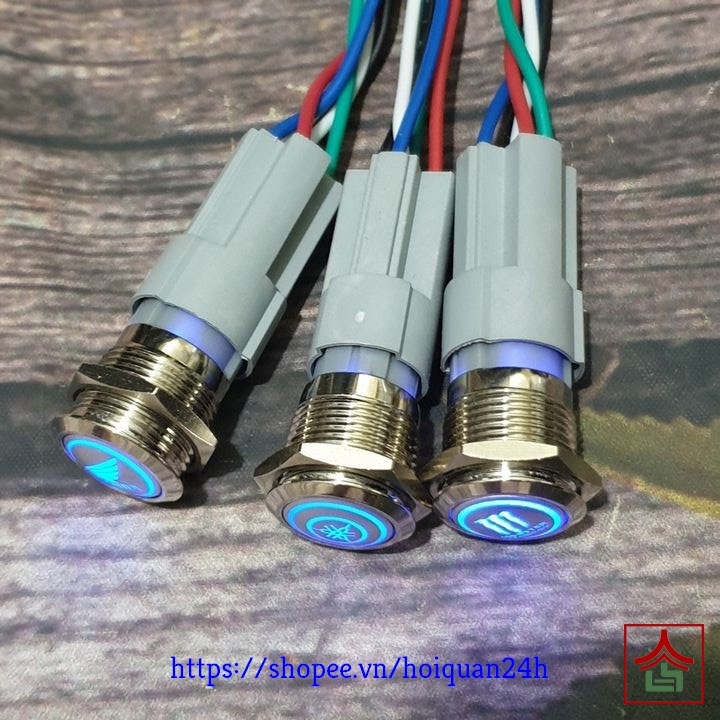 Nút Công Tắc On Off Bật Tắt Kim Loại Có Đèn Led 16mm Chống Nước Cao Cấp