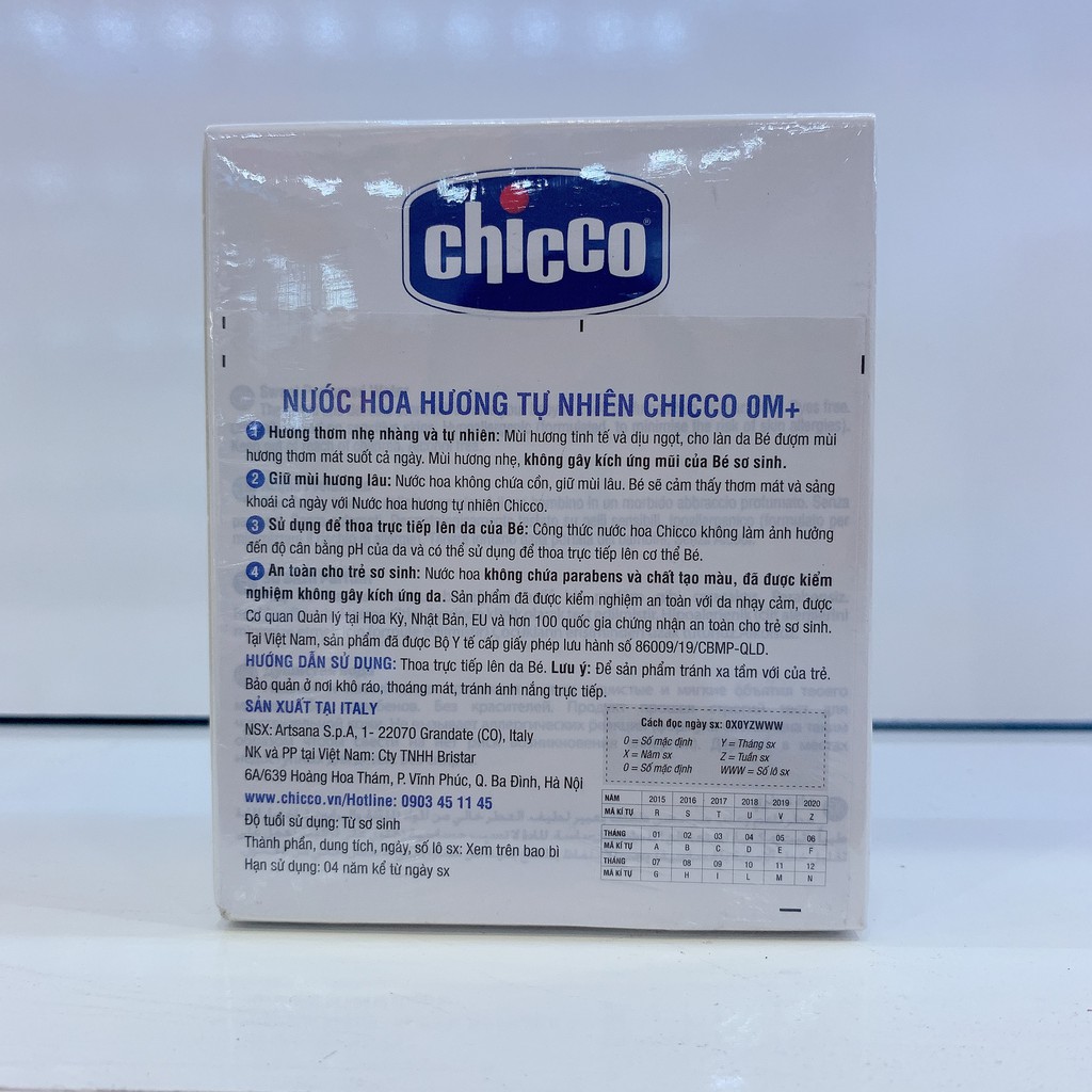 Nước Hoa CHICCO Hương Tự Nhiên Cho Bé Từ 0m+ Chai 100ml