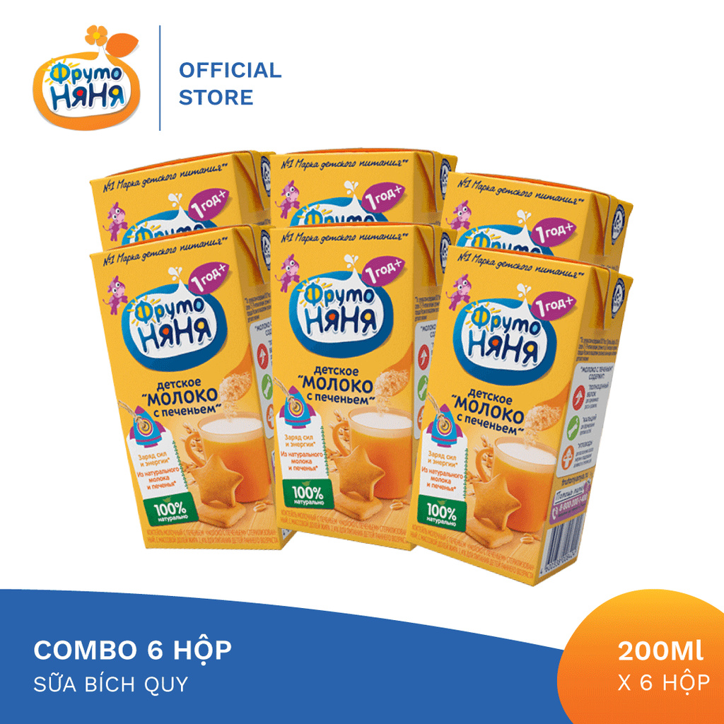 Combo 6 Hộp Sữa bích quy Fruto Nyanya 200ml/hộp