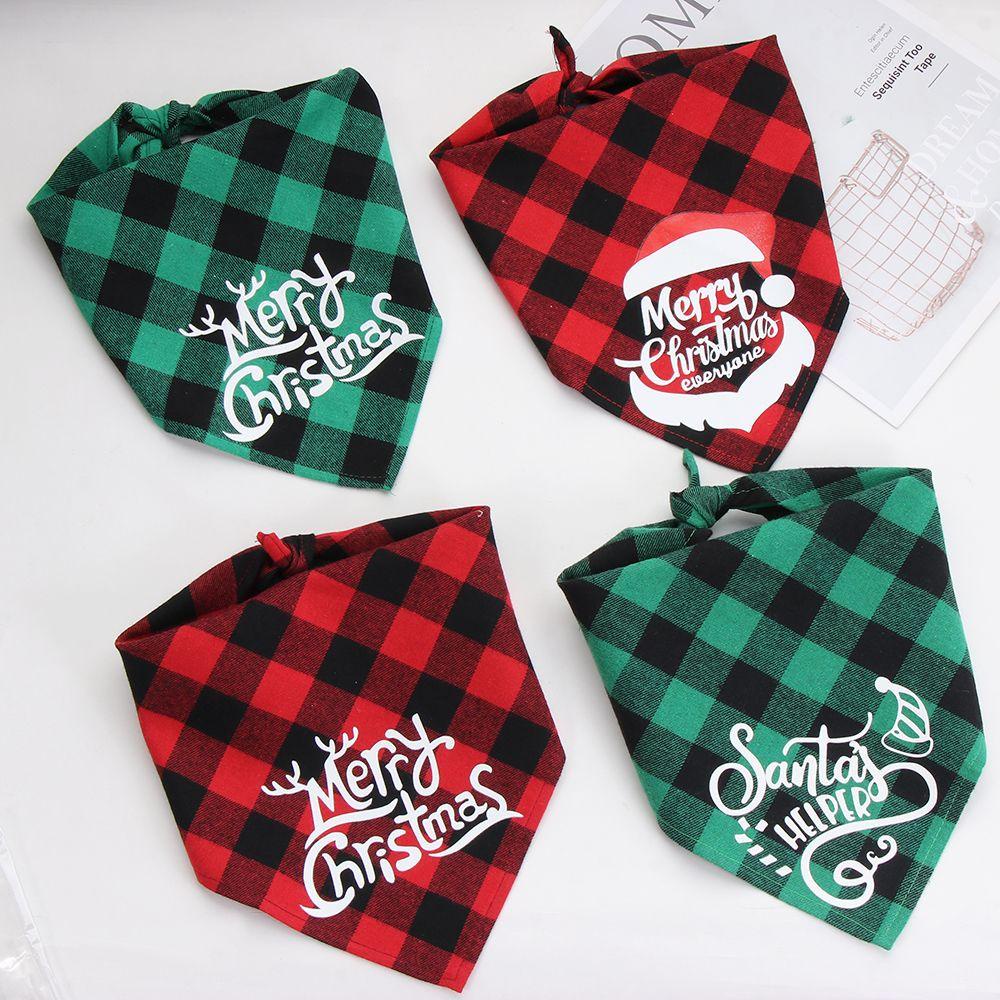 Layor1 Khăn Quàng Cổ Tam Giác Bằng Cotton In Họa Tiết Lưới Cho Thú Cưng