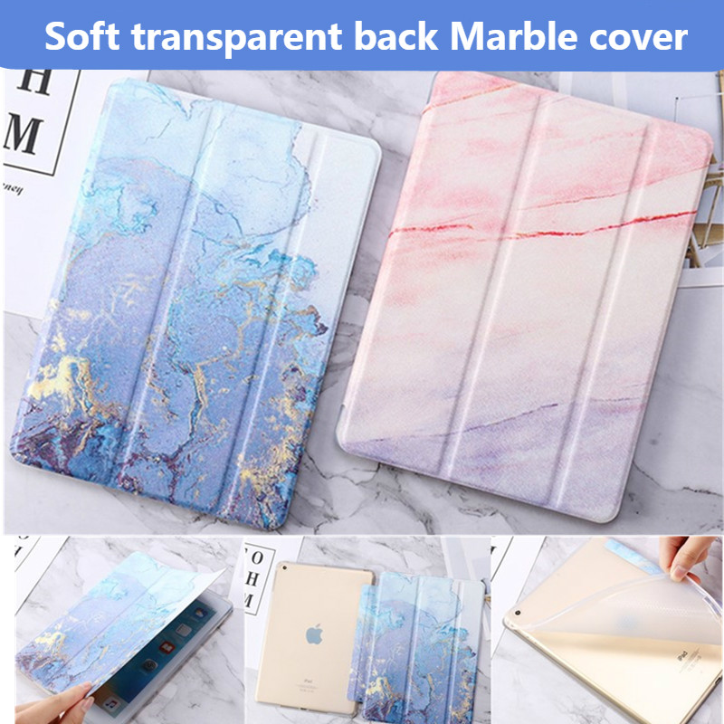 Case for iPad 7th 10.2 2019 for iPad Air 1 2 9.7 soft transparent 2017 2018 Marble for iPad 234 tablet Mini1/2/3/4/5 Cover Pro 9.7 10.5 Air 3 smart quto wake up sleep stand tempered glass