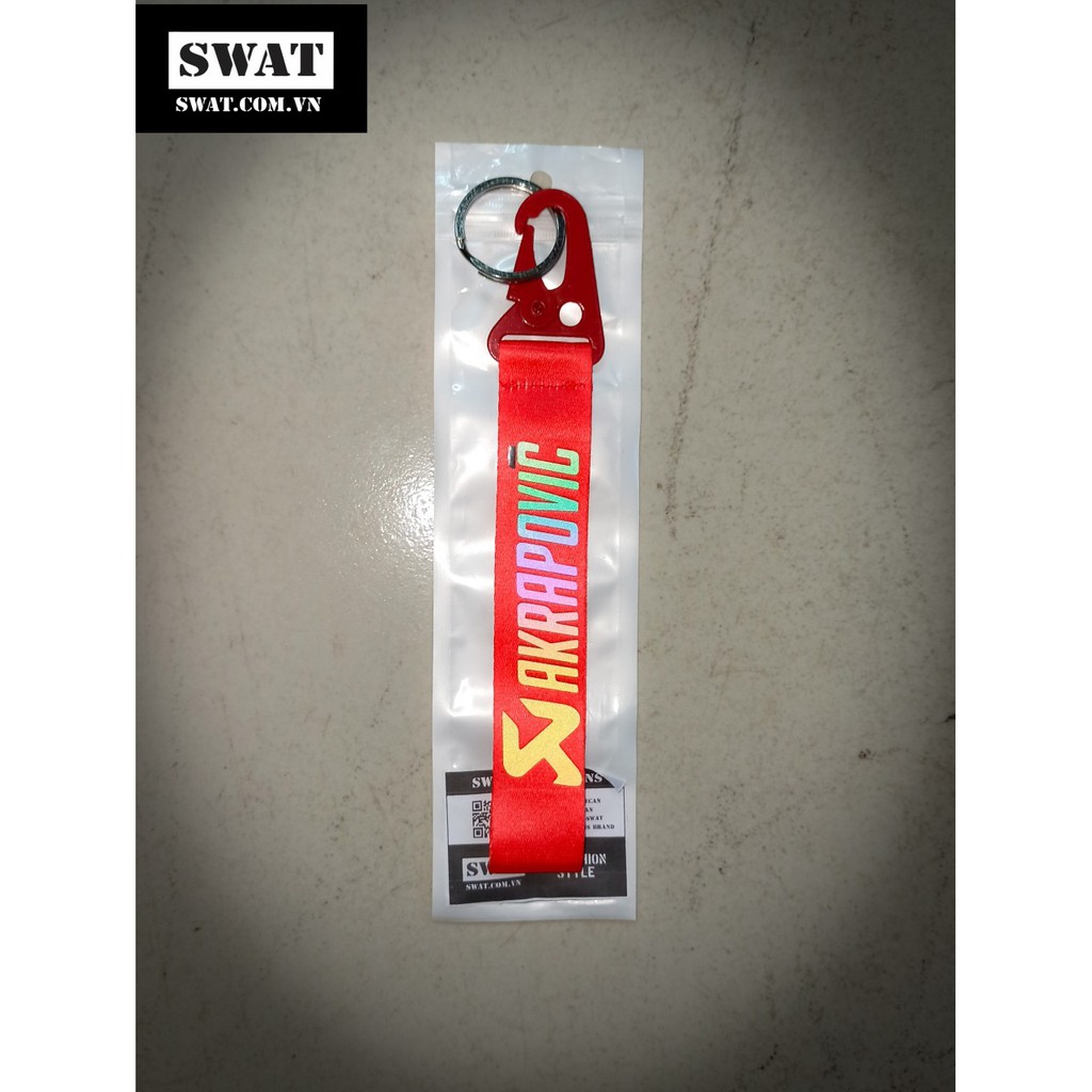 Móc khóa 7 màu SWAT cao cấp ( đầu sắt - dây satin in daacan 7 màu)