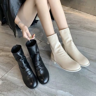 Sẵn đen 38- size khác oder bốt da PU-có ảnh thật
