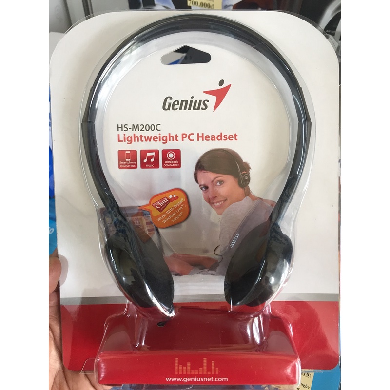 Tai nghe chụp tai Genius HS M200C 1 jack cắm 3.5 có mic dùng cho điện thoại Laptop