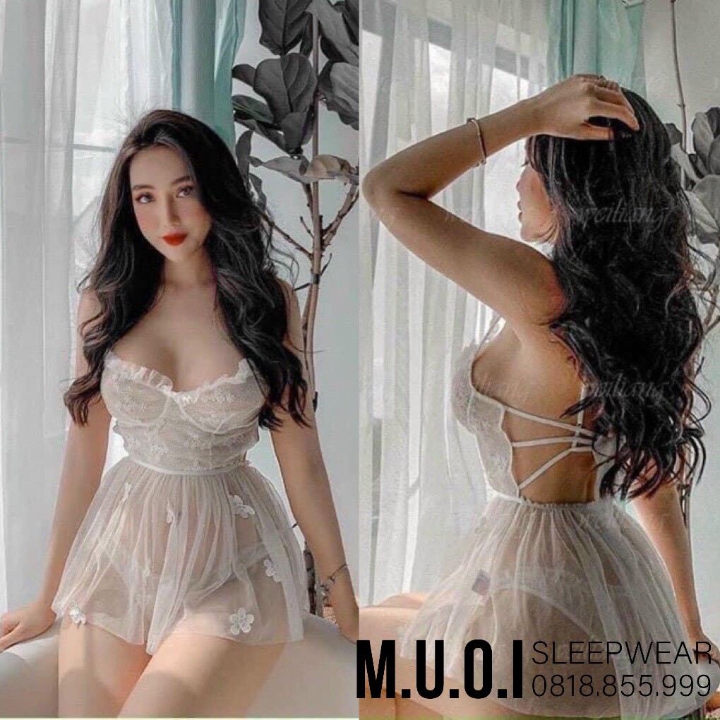 DOJI - SX 46 - Váy ngủ sexy ren mềm hoa nổi xinh QUẢNG CHÂU cao cấp- Hàng có sẵn( video +ảnh thật) M10