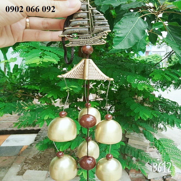 Chuông gió phong thủy may mắn thuyền thuận buồm xuôi gió- loại 6 quả