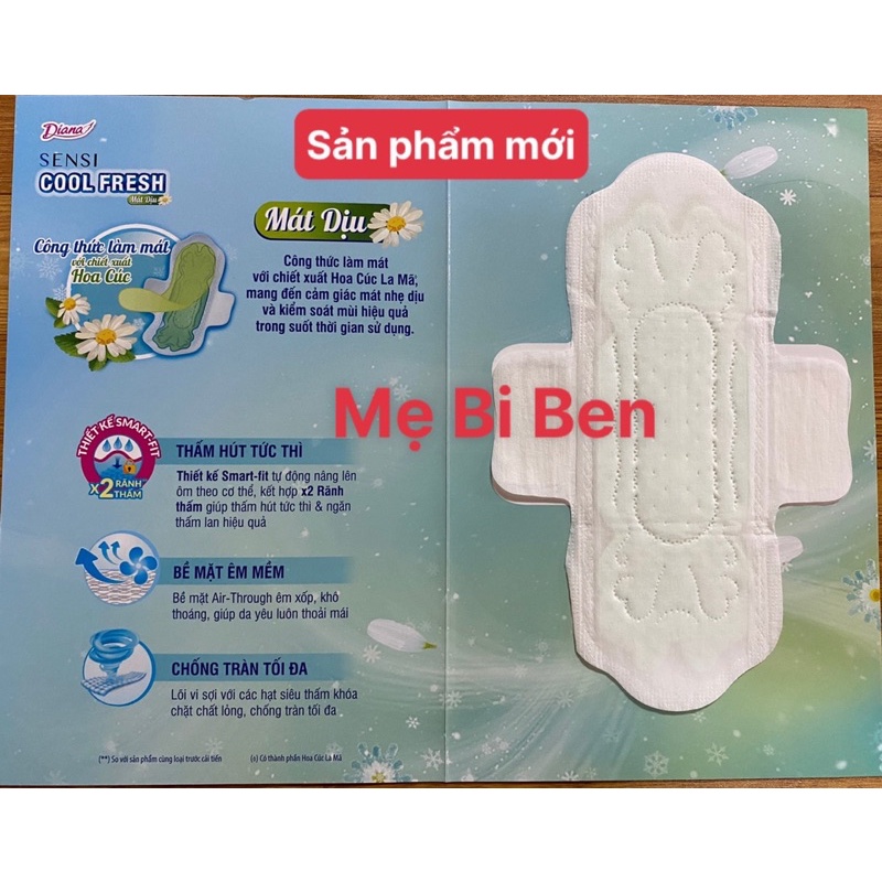 [Chính Hãng SP Mới] Lốc 6 gói Băng vệ sinh Diana SenSi Cool Fresh Mát Dịu siêu mỏng có cánh/không cánh 8 miếng/gói