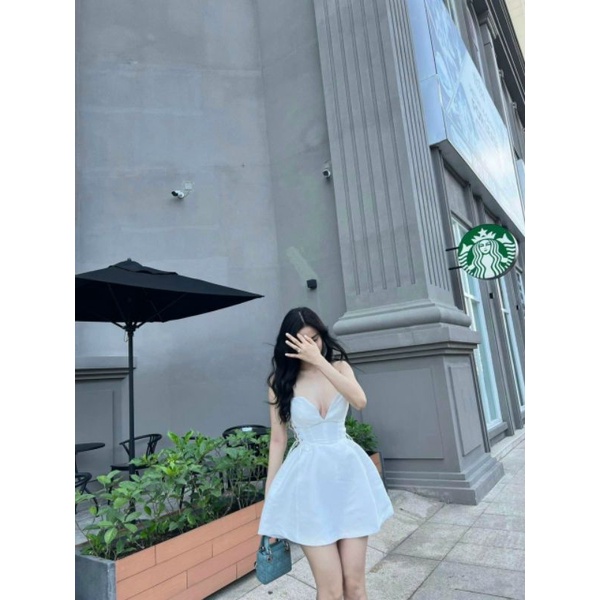 Đầm xòe cúp ngực đan dây eo