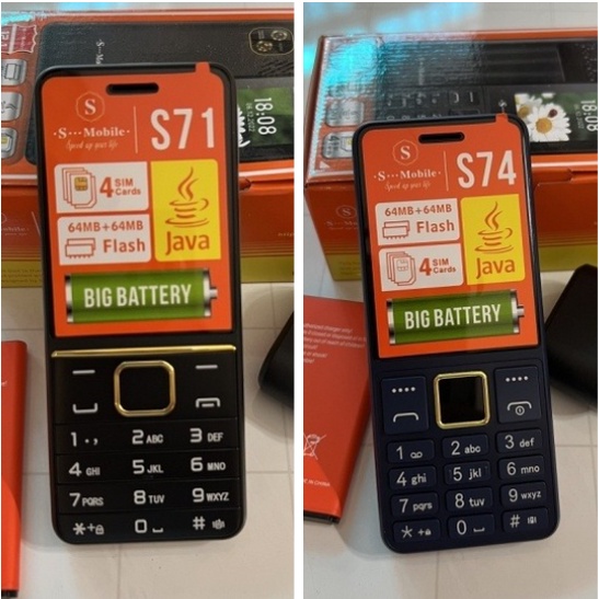 ĐIỆN THOẠI S MOBILE S71, S74 (4 SIM) FULLBOX - H9110 (3 SIM)