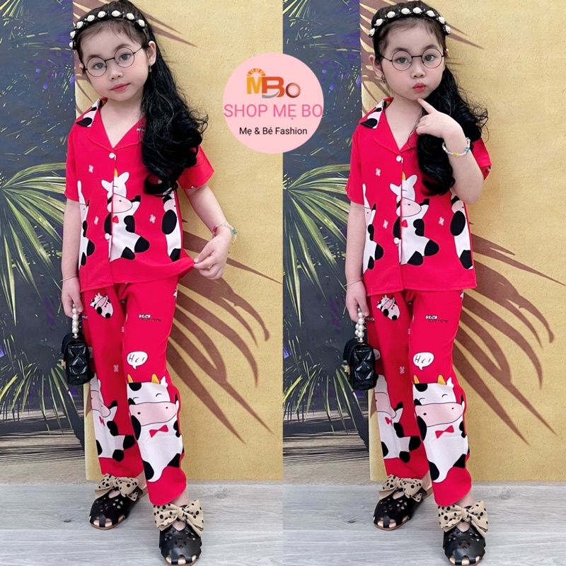 Bộ Pijama Bé Gái dài tay Sọc Caro chấm bi