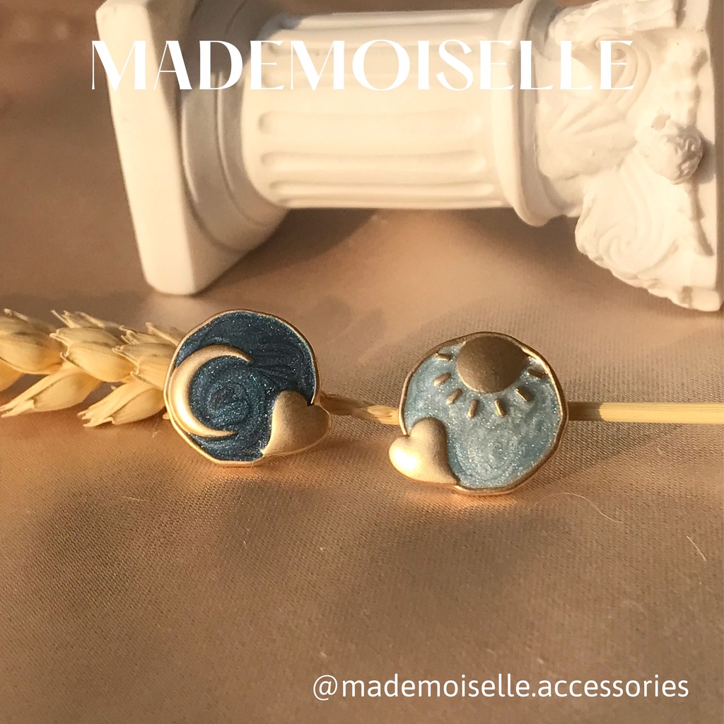 Khuyên tai bông tai Sun and Moon phong cách Nhật Bản Mademoiselle.accessories BTM17