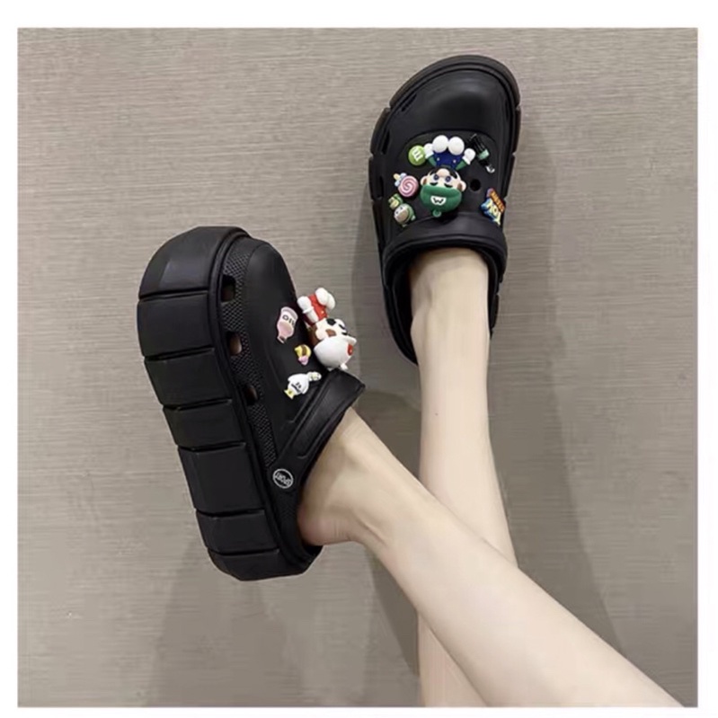 DÉP BÁNH MÌ NỮ ĐẾ CAO 6-7CM, KÈM STICKER HOT TREND STICK HÌNH NGƯỜI MẢRIO 3d(chọn tăng 1 size)