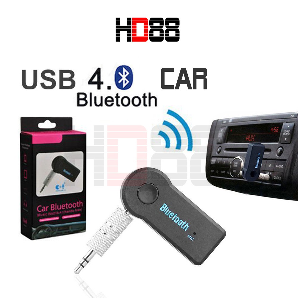 Usb bluetooth cho xe ô tô, bộ thu bluetooth không dây 3,5MM kết nối dàn âm thanh cho xe hơi HD88