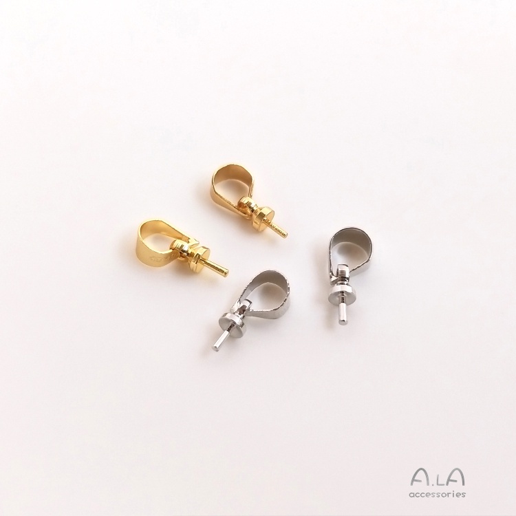 Khóa Kẹp Nửa Lỗ Bằng Bạch Kim Màu Vàng 18K Dùng Làm Mặt Dây Chuyền DIY