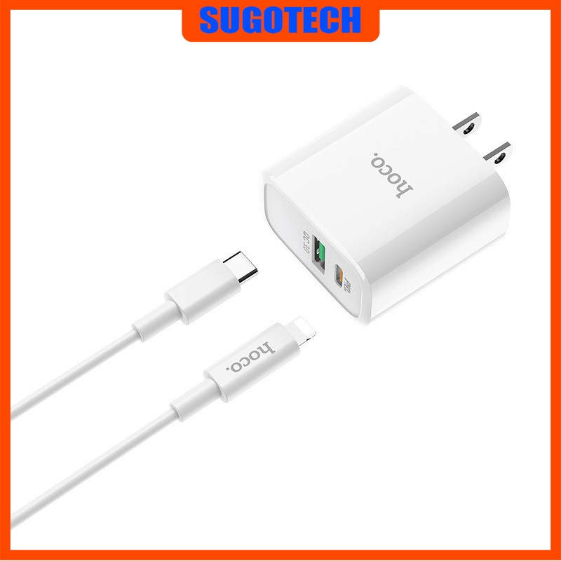 Bộ sạc nhanh Iphone 2 in 1 Hoco C80 Quick charge 3.0 + PD 20W kèm dây sạc Type-C to Lightning chính hãng