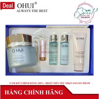 Bộ kem dưỡng cấp nước cho da dầu mụn Ohui Miracle Aqua Gel Cream Special Set O HUI