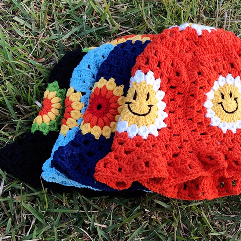 Nón Bucket Đan Móc Vành Rộng Thời Trang Mùa Hè Cho Nữ