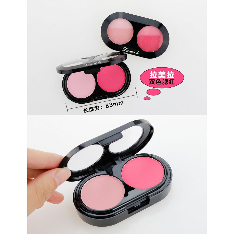 Hộp phấn má hồng 2 ô Lameila kèm chổi tiện lợi(hộp màu đen) | BigBuy360 - bigbuy360.vn