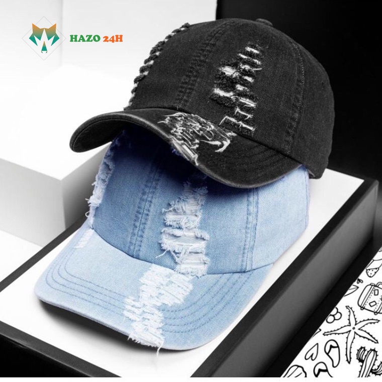Mũ Lưỡi Trai Nón Kết Jean Chất Xịn Rách 374 Phong Cách Ulzzang Form Unisex Nam Nữ - Hazo