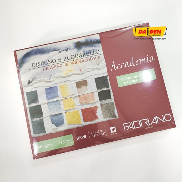 [DA ĐEN] Tập Giấy Vẽ Fabriano Disegno Aquarello 100 Tờ