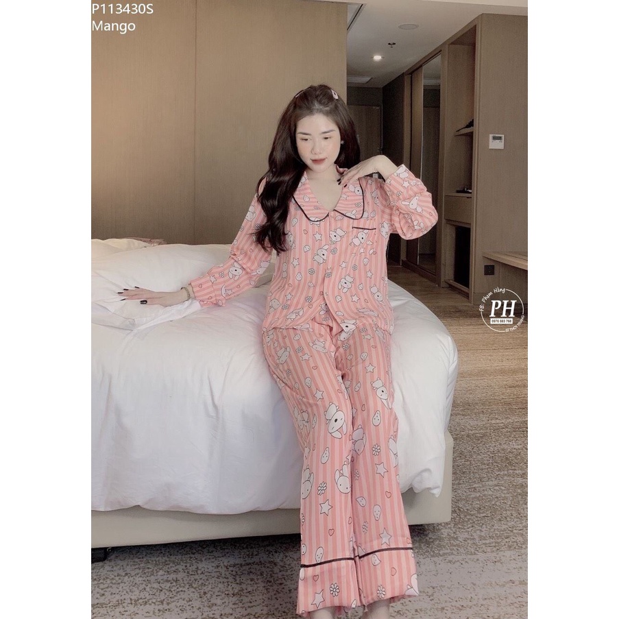 Bộ pijama lụa dài tay  nữ tính nhiều màu