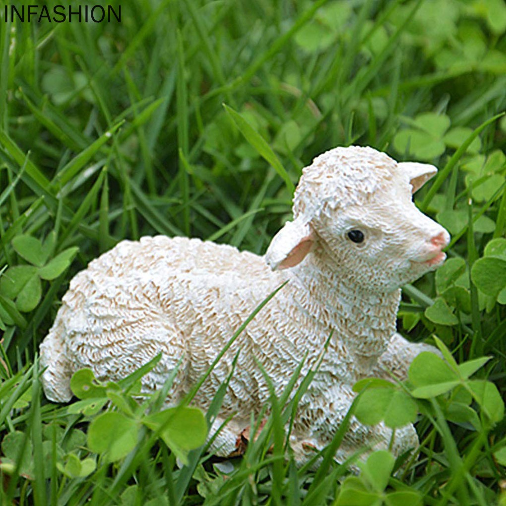 Mô hình con cừu nhỏ resin dành cho trang trí sân vườn đáng yêu