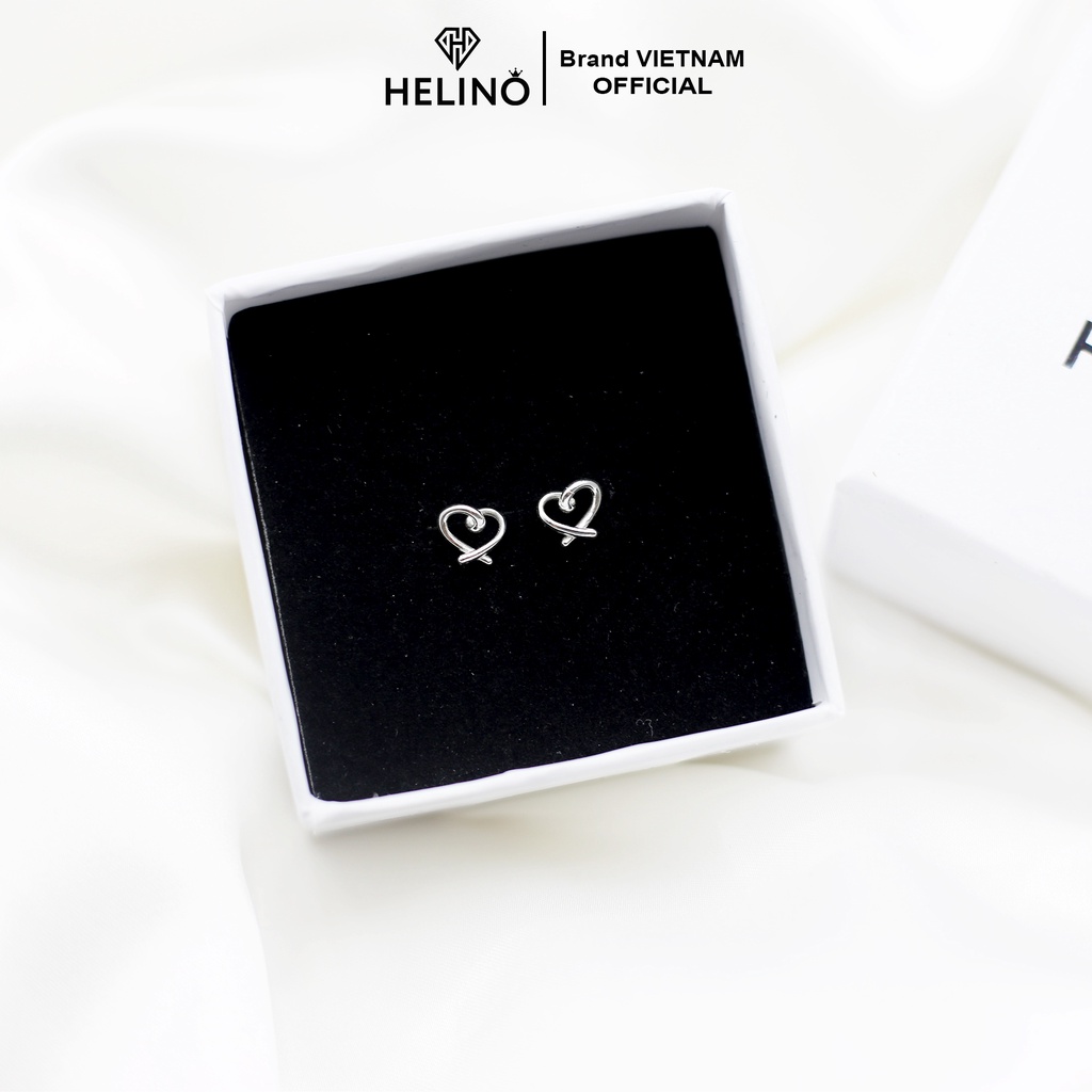 Khuyên tai bạc HELINO trái tim nhỏ đan chéo xinh xắn Sweet Heart T03