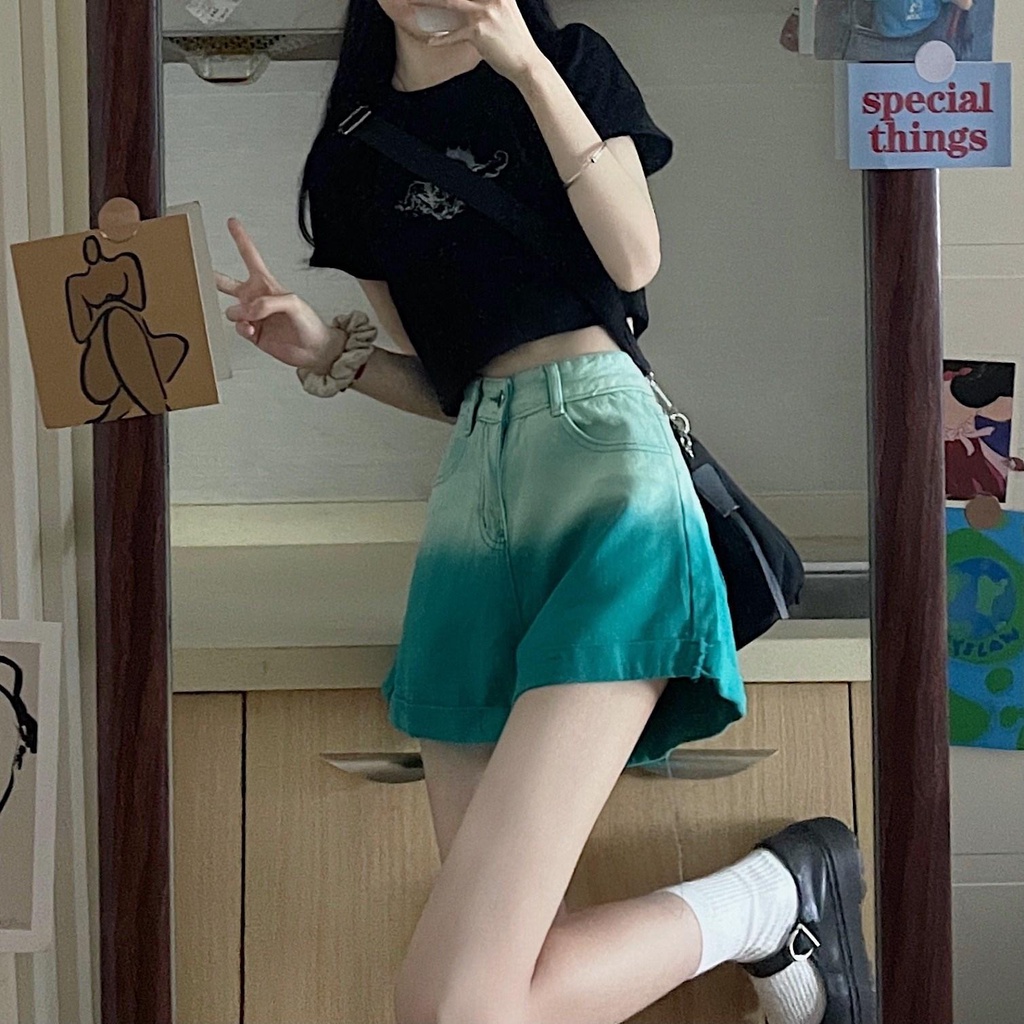 Quần Short Denim Lưng Cao Thời Trang Mùa Hè Dành Cho Nữ