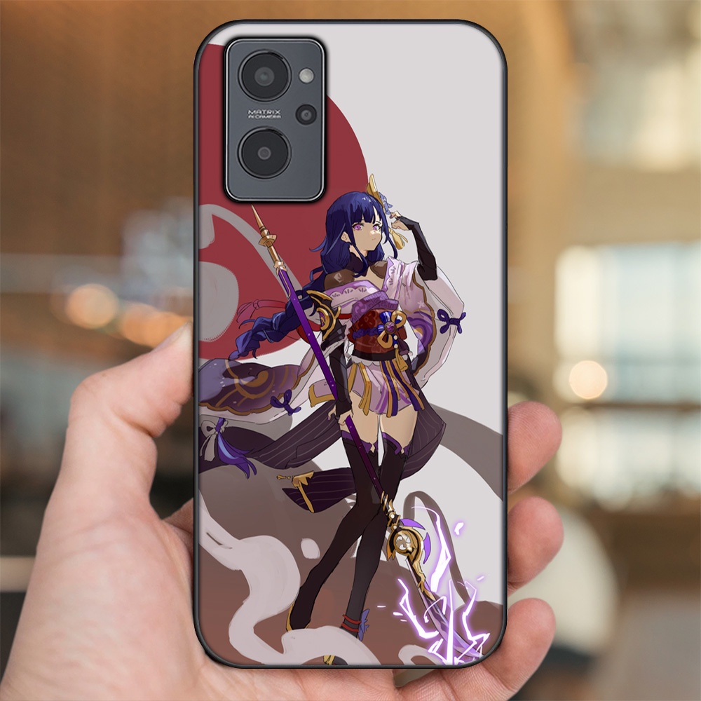 Ốp lưng Realme 9i viền đen in hình Raiden Shogun Genshin Impact