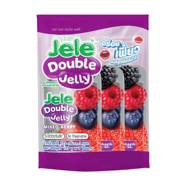 Combo 3 Gói [Date T.6/2021] Nước Ép Trái Cây Thạch Jele Double Jelly Hương Berry (125g x 3 Gói)