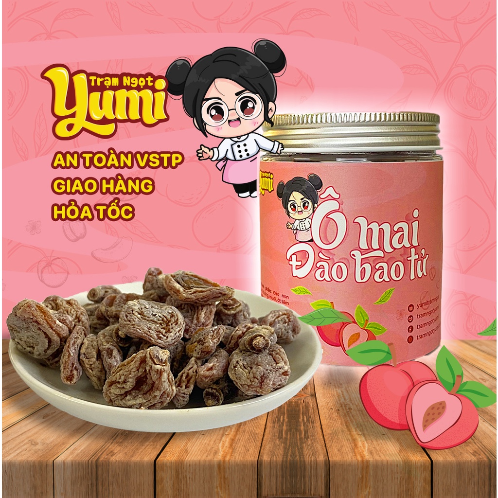 Ô mai Đào bao tử Yumi đồ ăn vặt xí muội chua ngọt thơm ngon