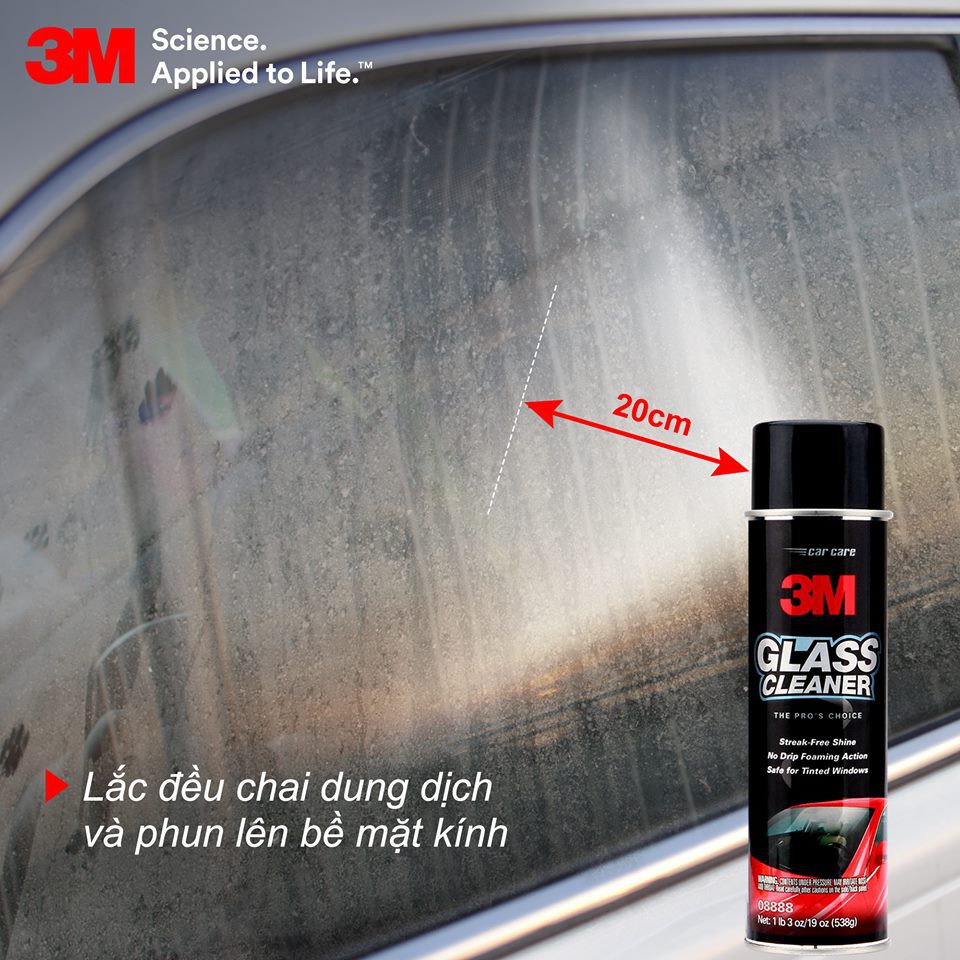 Bộ 2 Dung dịch chống bám nước trên kính xe 3M 08889LT và dung dịch rửa kính ô tô 3M 08888