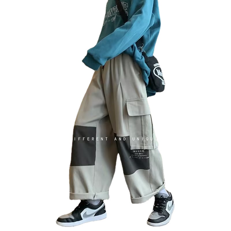 Quần Dài Dáng Rộng Phối Túi Lớn Thoải Mái Phong Cách Hip Hop Nhật Bản Cho Nam size M-3XL