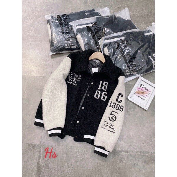 Áo lông 2 mặt thêu nổi 1886 1 mặt lông 1 mặt nỉ dày dặn MEMN 1181