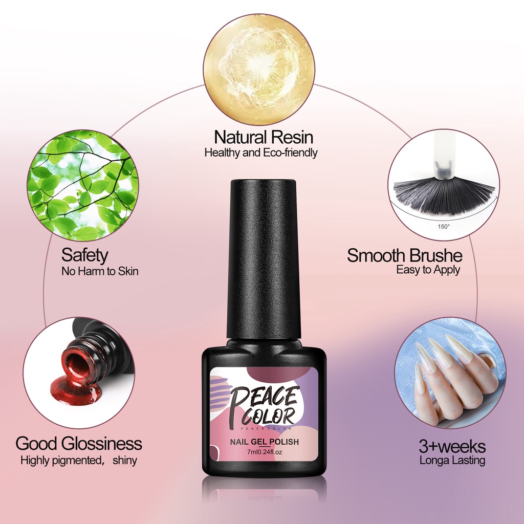 Bộ Gel Sơn Móng Tay 10 Màu Sắc Kẹo Ngọt Lâu Trôi 7ml 40 Màu Tùy Chọn Thương Hiệu Peacecolor