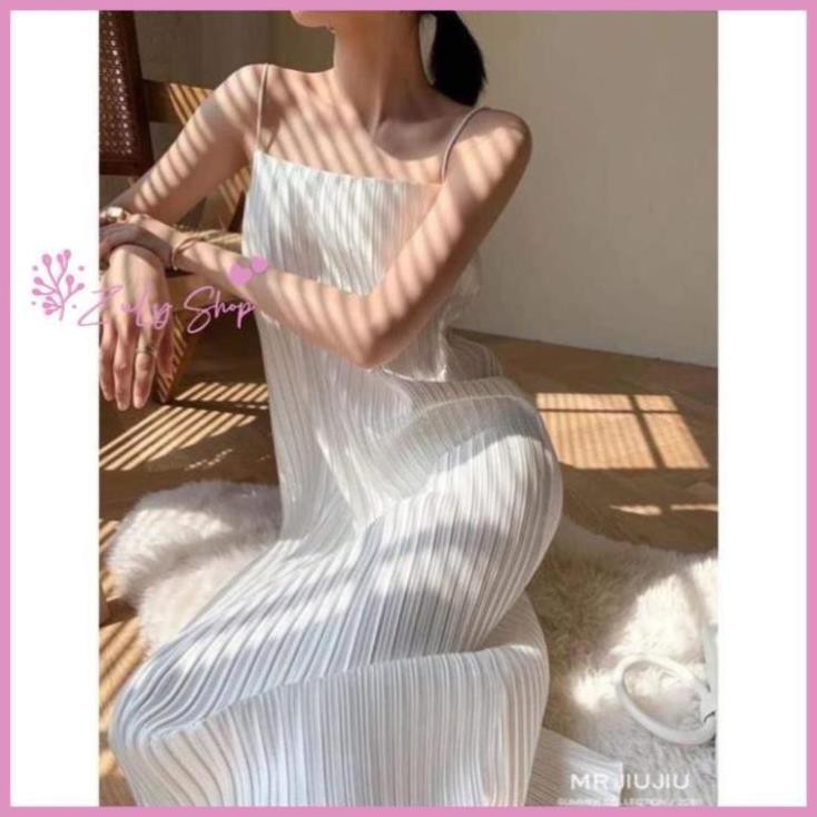 [KÈM QUÀ TẶNG] Váy hai dây dập ly, Đầm midi hai dây dập ly siêu đẹp ZuLyshop | BigBuy360 - bigbuy360.vn