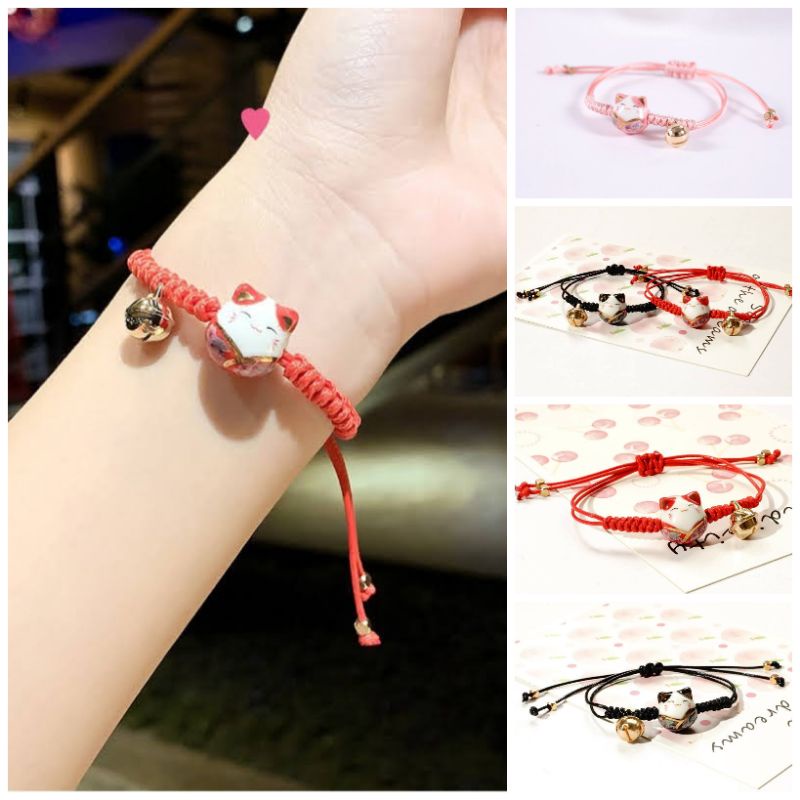 Vòng tay nữ mèo thần tài Maneki Neko may mắn dễ thương