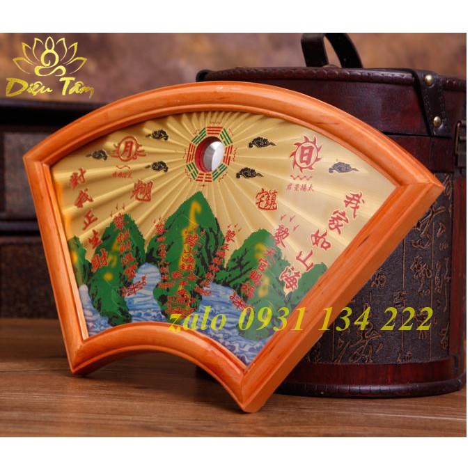 Tranh sơn hải trấn hình quạt phong thủy trang trí nhà cửa